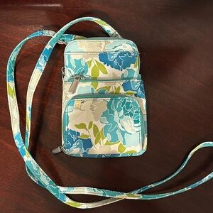 Aqua Floral Cross Body Purse